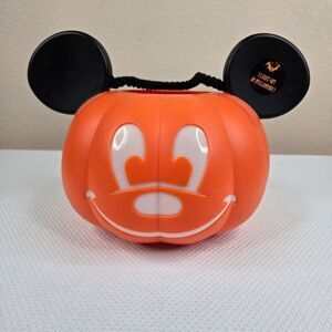 Disney Parks Mickey Mouse Light-Up Trick Or Treat Pumpkin Candy Bucket Halloween